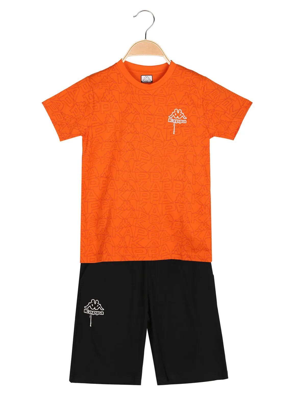 Kappa Completo corto da ragazzo in cotone con t-shirt logo e bermuda - arancione
