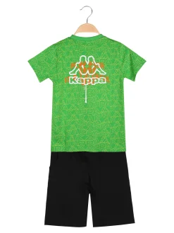 Kappa Completo corto da ragazzo in cotone con t-shirt logo e bermuda - verde
