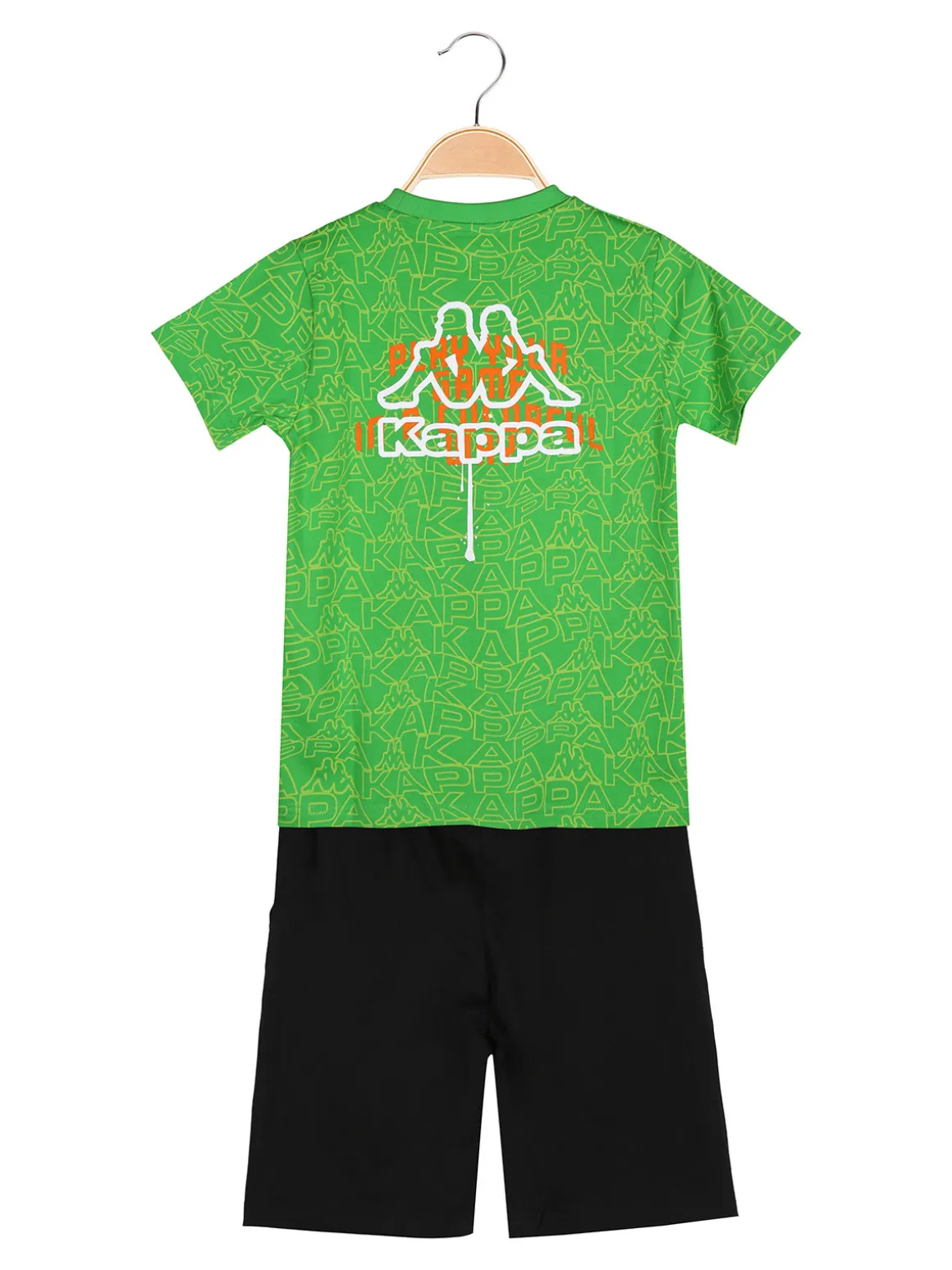 Kappa Completo corto da ragazzo in cotone con t-shirt logo e bermuda - verde