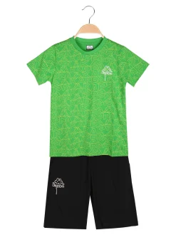 Kappa Completo corto da ragazzo in cotone con t-shirt logo e bermuda - verde