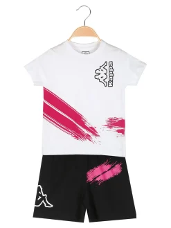 Kappa Completo corto da ragazza in cotone con t-shirt e shorts - bianco