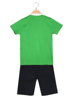 Kappa Completo corto in cotone da bambino con t-shirt e bermuda - verde