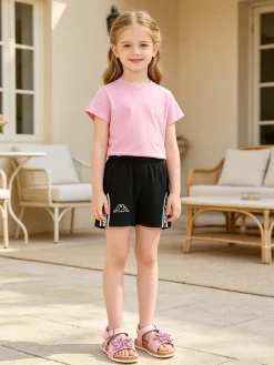 Kappa Completo corto in cotone da ragazza con t-shirt e shorts - rosa