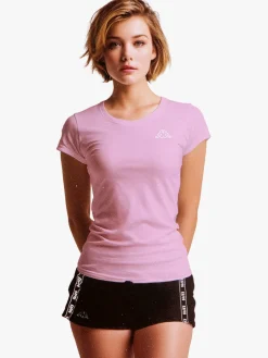 Kappa Completo corto in cotone da ragazza con t-shirt e shorts - rosa