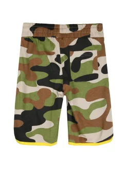 Kappa Completo corto 2 pezzi da ragazzo in cotone con t-shirt e bermuda militare - bianco