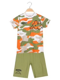 Kappa Completo corto 2 pezzi da ragazzo con t-shirt mimetica e bermuda - militare