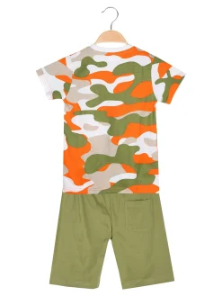 Kappa Completo corto 2 pezzi da ragazzo con t-shirt mimetica e bermuda - militare