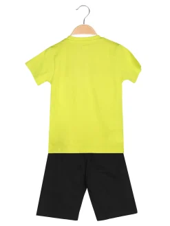 Kappa Completo corto 2 pezzi da bambino in cotone con t-shirt e bermuda - limone