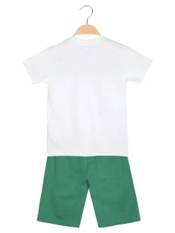 Kappa Completo corto 2 pezzi da bambino in cotone con t-shirt e bermuda - bianco