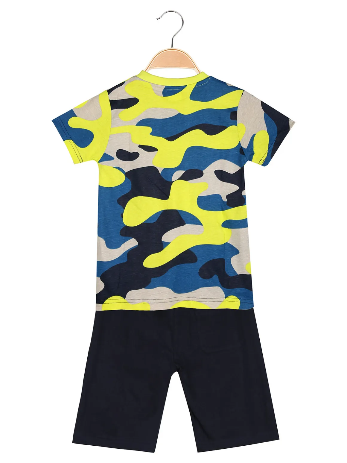 Kappa Completo corto 2 pezzi da bambino con t-shirt mimetica e bermuda - blu scuro