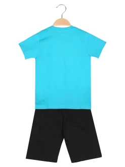 Kappa Completo corto 2 pezzi da bambino in cotone con t-shirt e bermuda - turchese