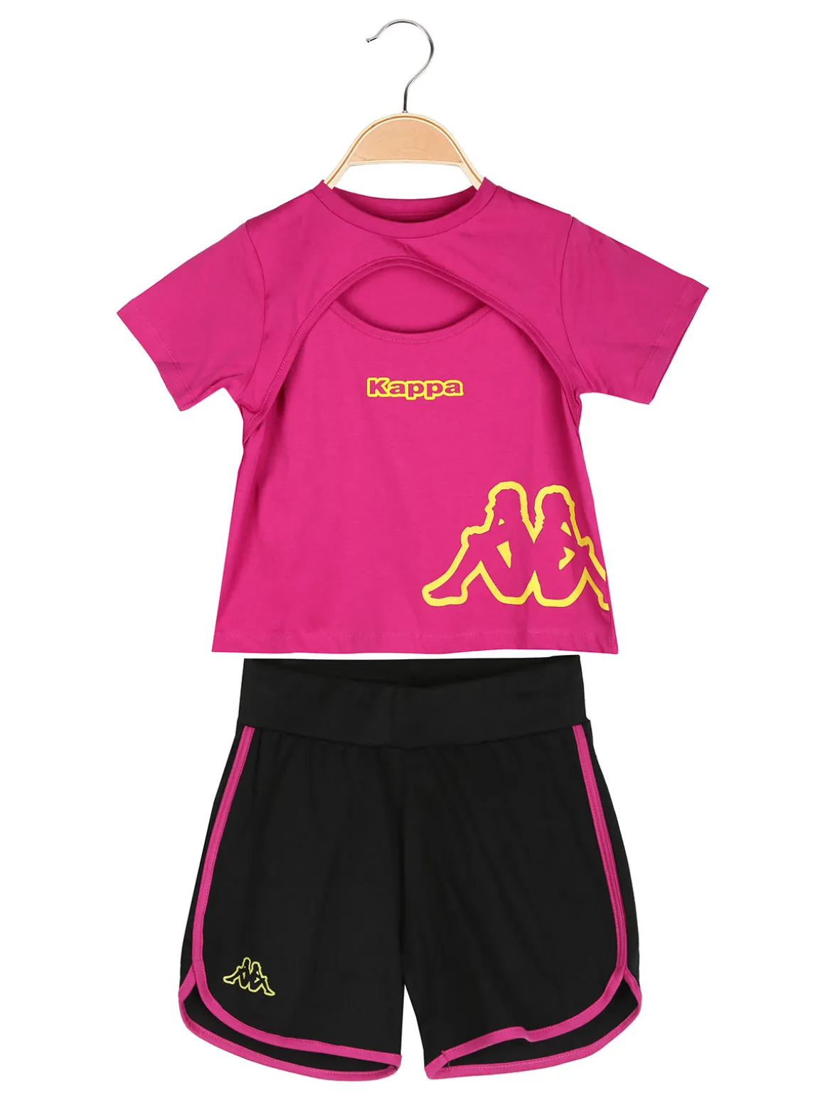 Kappa Completo corto 2 pezzi da ragazza con t-shirt e shorts - fucsia