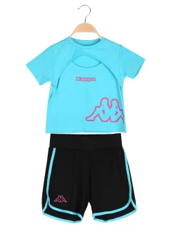 Kappa Completo corto 2 pezzi da ragazza con t-shirt e shorts - blu