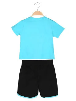 Kappa Completo corto 2 pezzi da ragazza con t-shirt e shorts - blu