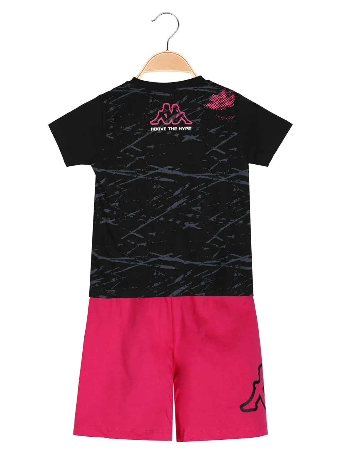 Kappa Completo corto 2 pezzi da ragazza in cotone con t-shirt e shorts - nero