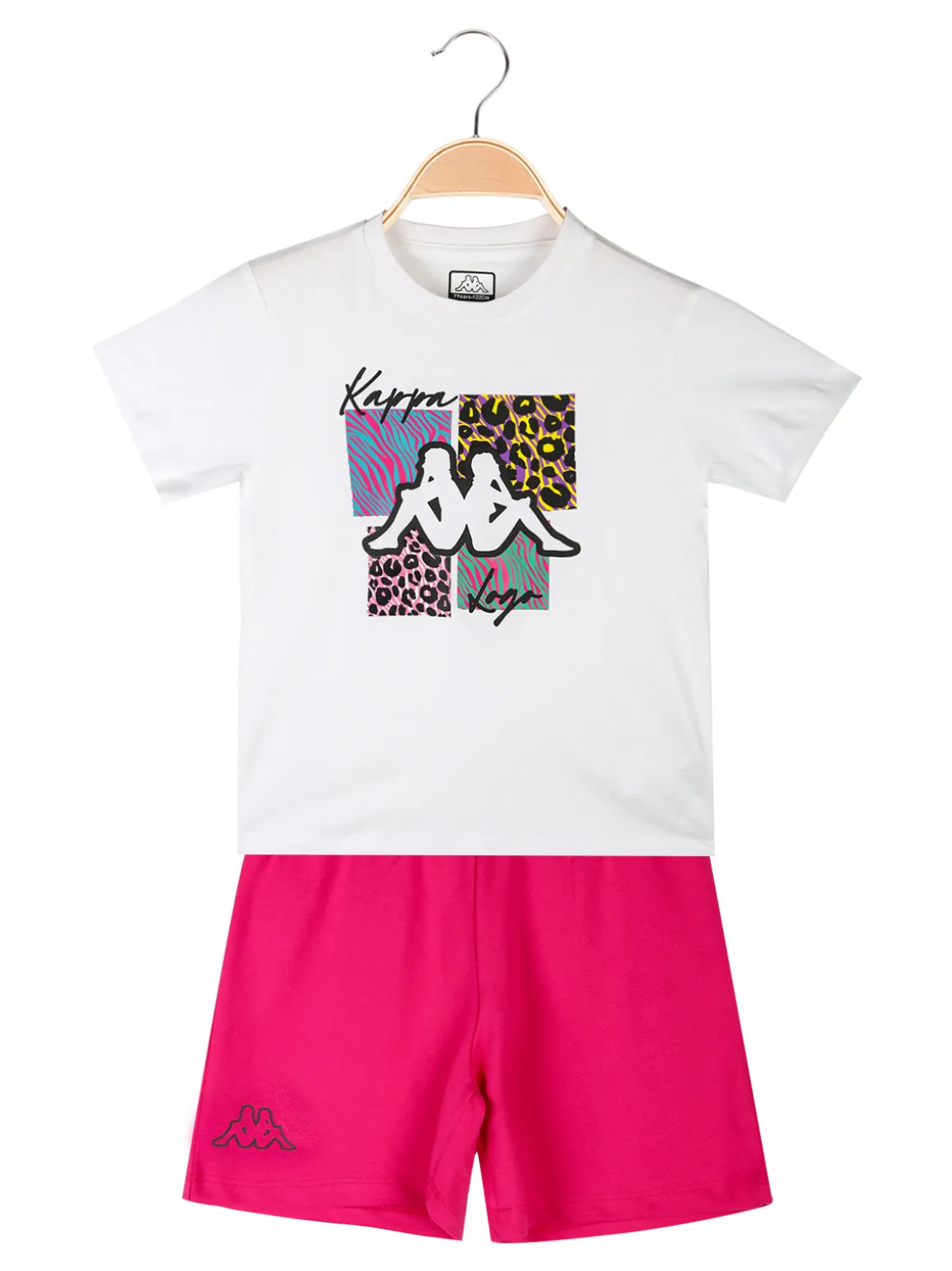 Kappa Completo corto 2 pezzi in cotone da bambina con t-shirt e shorts