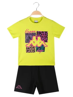 Kappa Completo corto 2 pezzi in cotone da bambina con t-shirt e shorts