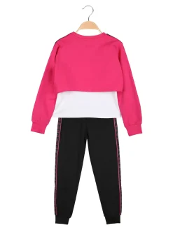 Kappa Completo da bambina 3 pezzi con felpa cropped e top con logo - fucsia