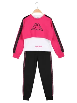 Kappa Completo da bambina 3 pezzi con felpa cropped e top con logo - fucsia