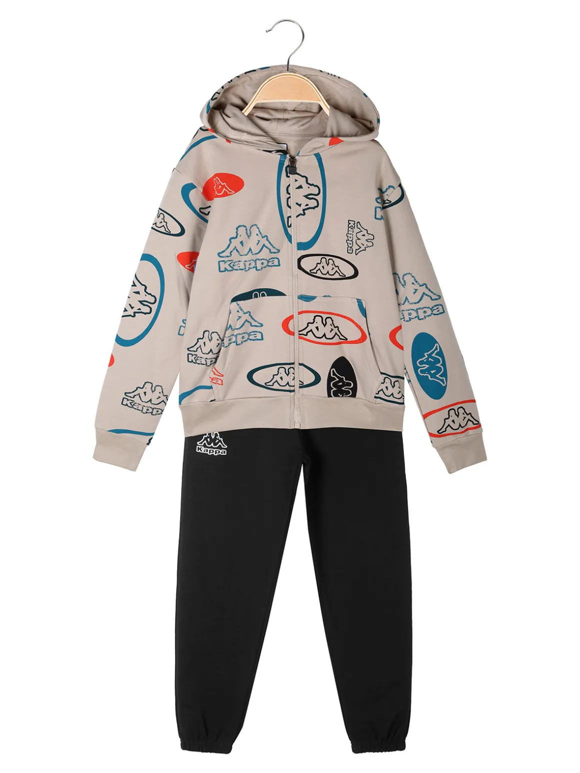 Kappa Completo da bambino 2 pezzi con cappuccio e zip - sabbia