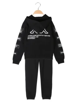 Kappa Completo da ragazzo 2 pezzi con cappuccio e zip - nero