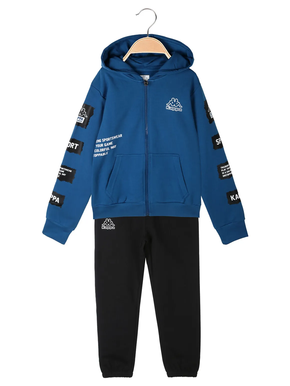 Kappa Completo da ragazzo 2 pezzi con cappuccio e zip - ottanio
