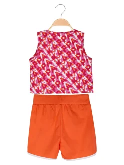 Kappa Completo smanicato da ragazza in cotone con canotta cropped e shorts - arancione