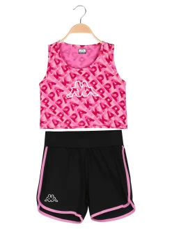 Kappa Completo smanicato da ragazza in cotone con canotta cropped e shorts - rosa