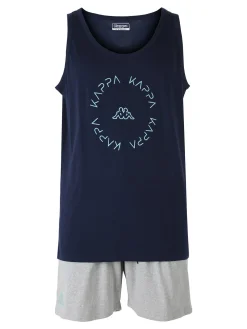 Kappa Completo smanicato da uomo in cotone con logo - blu scuro