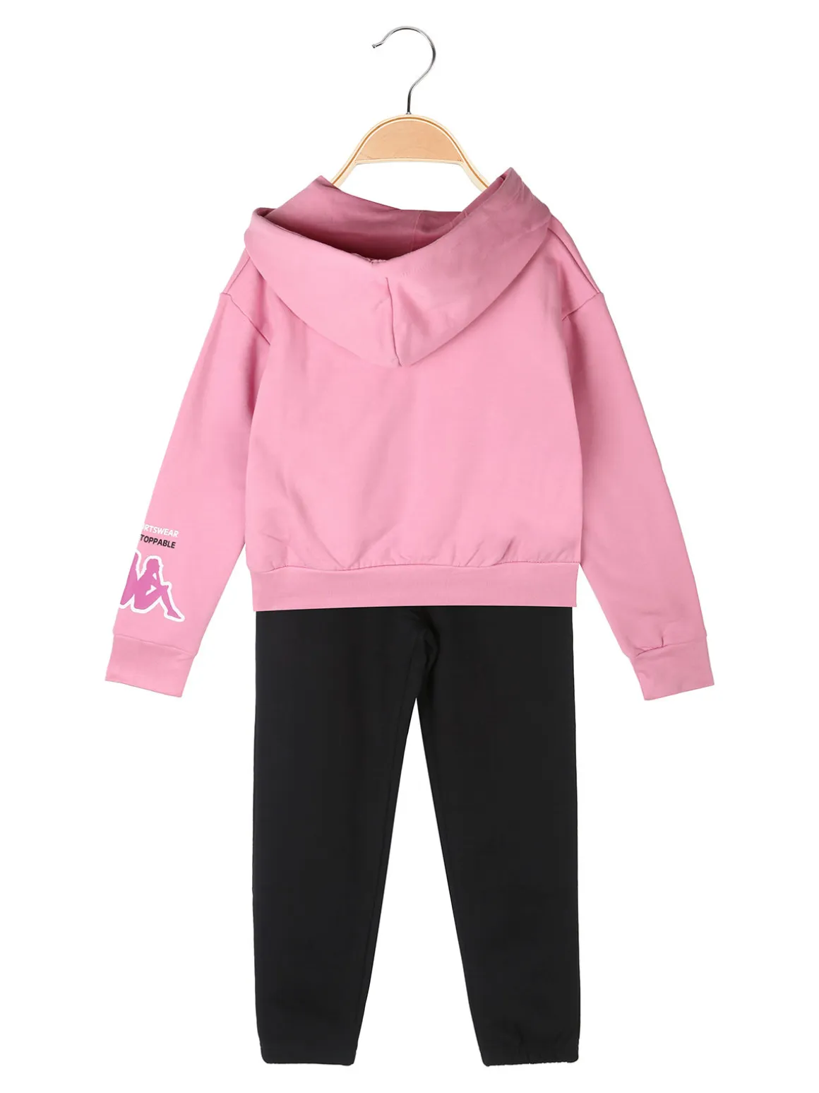 Kappa Completo tuta cropp 2 pezzi da bambina con cappuccio - rosa