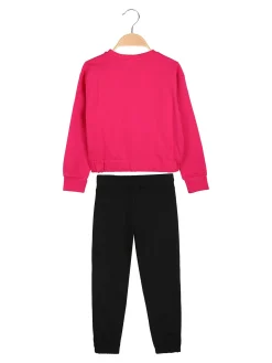 Kappa Completo tuta da bambina con felpa cropp e pantaloni in cotone - fucsia