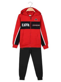 Kappa Completo tuta da bambino 2 pezzi con cappuccio e zip - rosso