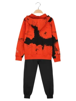 Kappa Completo tuta da bambino 2 pezzi con cappuccio in cotone - arancione