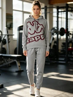 Kappa Completo tuta da donna 2 pezzi in misto cotone con cappuccio - grigio