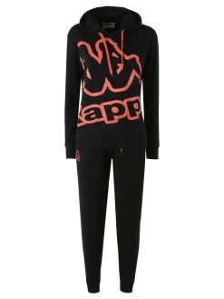 Kappa Completo tuta da donna 2 pezzi in misto cotone con cappuccio - nero