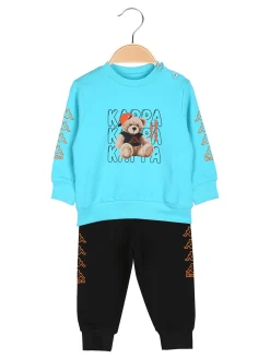 Kappa Completo tuta da neonato 2 pezzi con felpa orsacchiotto e pantaloni in cotone - acqua marina