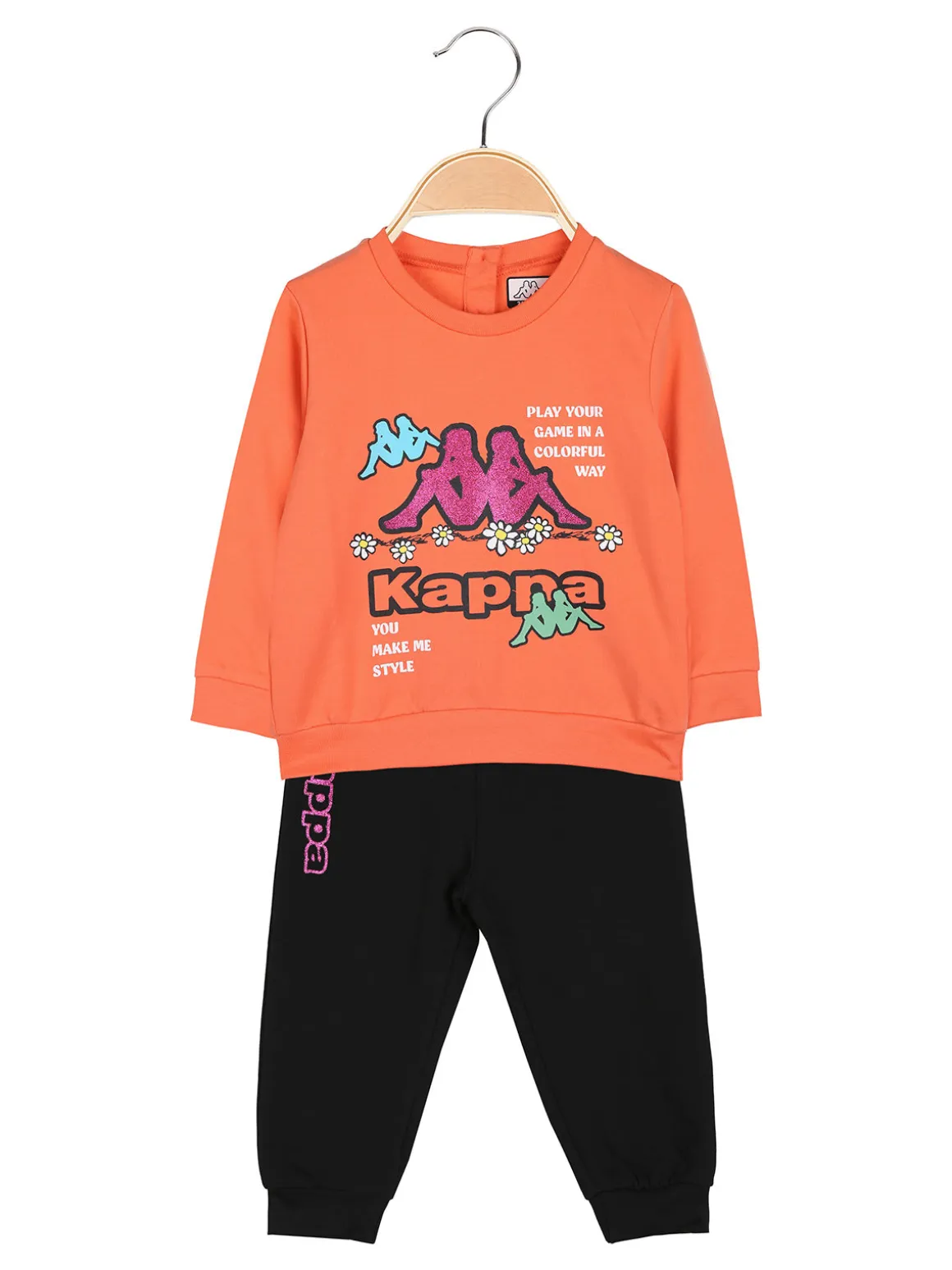 Kappa Completo tuta da neonata 2 pezzi con felpa e pantaloni in cotone - arancione