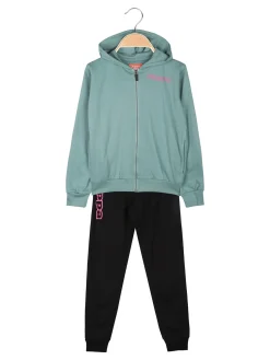 Kappa Completo tuta da ragazza 2 pezzi con cappuccio e zip - acqua marina