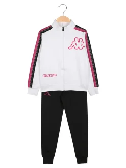 Kappa Completo tuta da ragazza 2 pezzi full zip in cotone - bianco