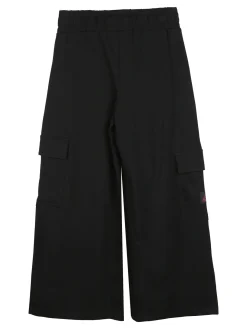 Kappa Completo tuta da ragazza con felpa cropp e pantaloni cargo a gamba larga - nero