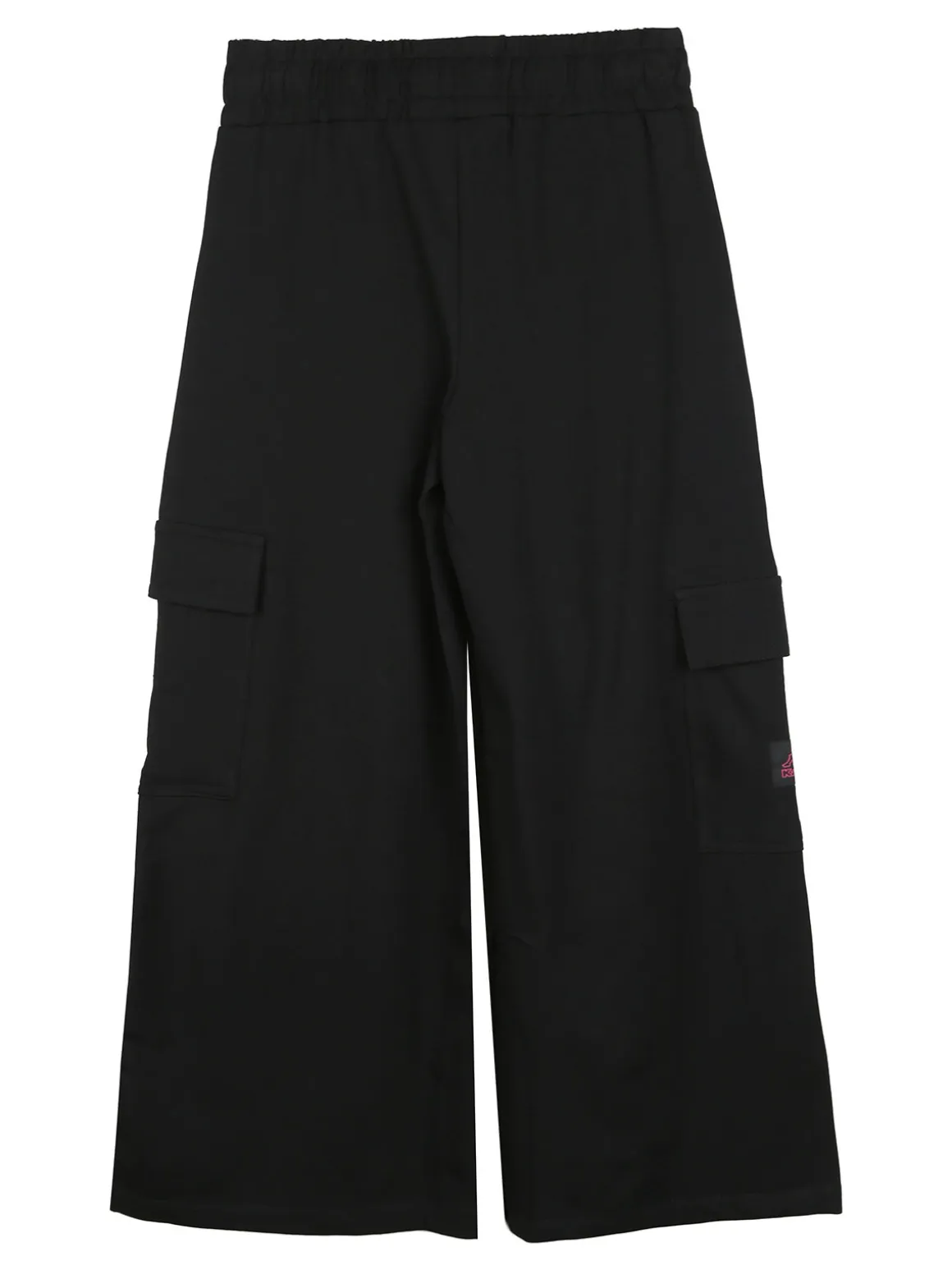 Kappa Completo tuta da ragazza con felpa cropp e pantaloni cargo a gamba larga - nero