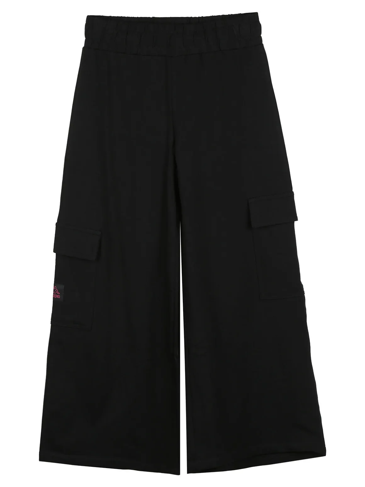 Kappa Completo tuta da ragazza con felpa cropp e pantaloni cargo a gamba larga - nero