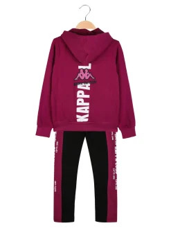 Kappa Completo tuta da ragazza con cappuccio e zip - porpora