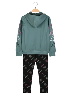 Kappa Completo tuta da ragazza con cappuccio e leggings logo - acqua marina