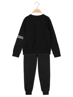 Kappa Completo tuta da ragazza 2 pezzi con logo e scollo tondo - nero