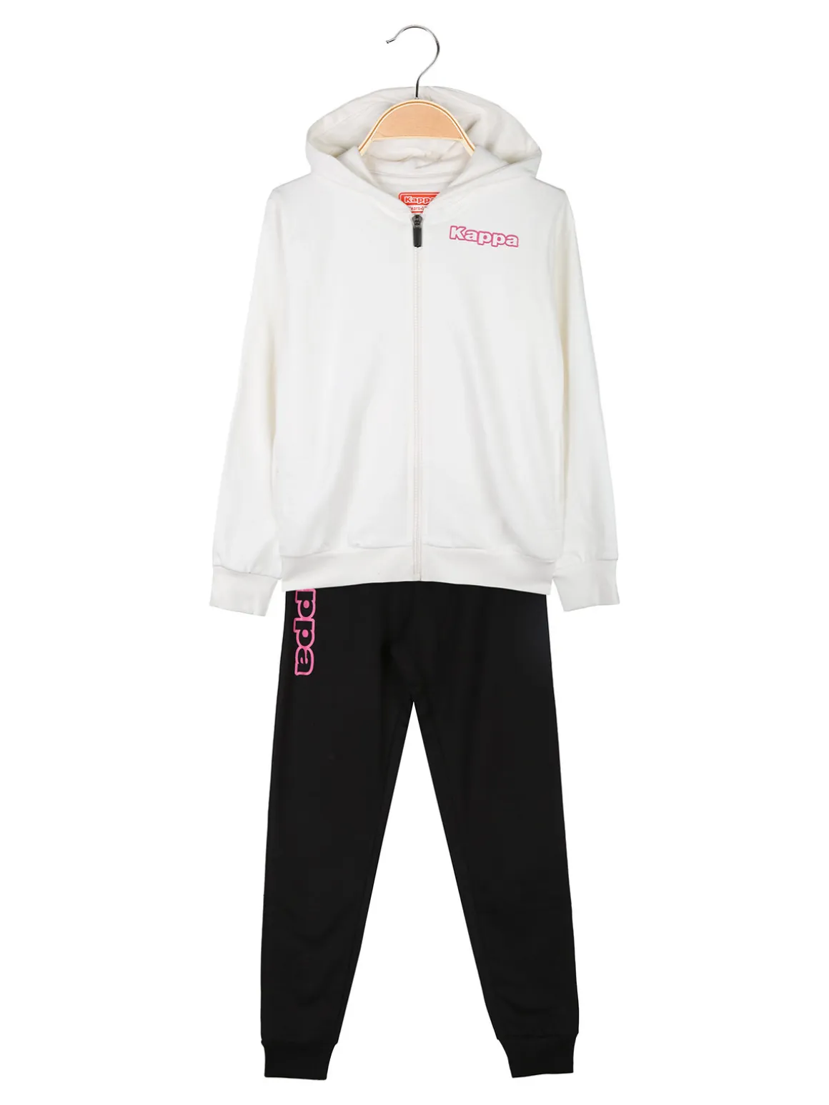 Kappa Completo tuta da ragazza 2 pezzi con cappuccio e zip - bianco