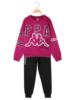 Kappa Completo tuta da ragazza 2 pezzi con logo e scollo tondo - fucsia