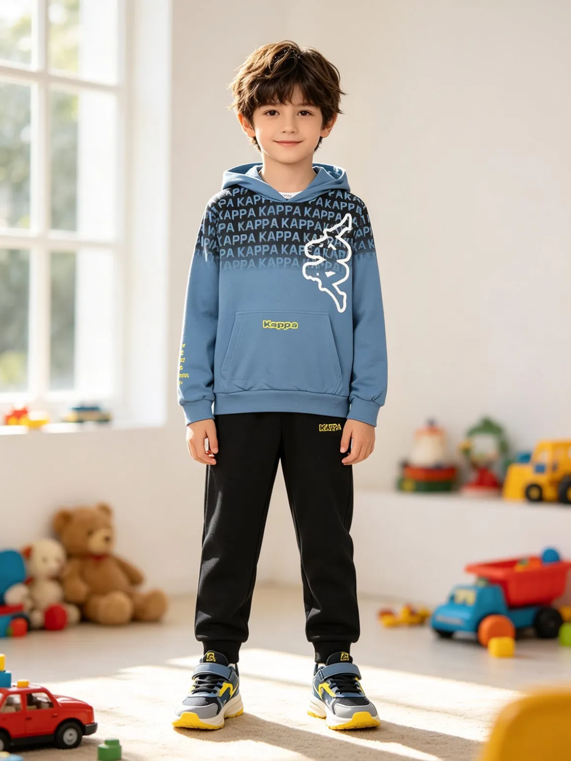 Kappa Completo tuta da ragazzo 2 pezzi con cappuccio e logo - blu