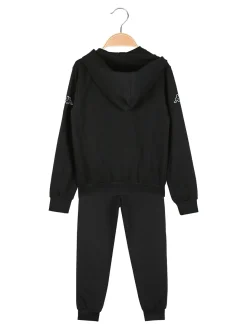 Kappa Completo tuta da ragazzo 2 pezzi con cappuccio e zip - nero