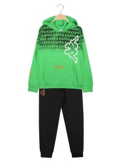 Kappa Completo tuta da ragazzo 2 pezzi con cappuccio e logo - verde